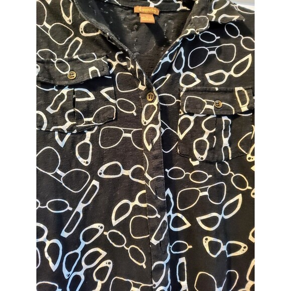 Copper Key Girls Size Small Button Down Black Shirt Glasses AOP Fast Shipping - Picture 8 of 13